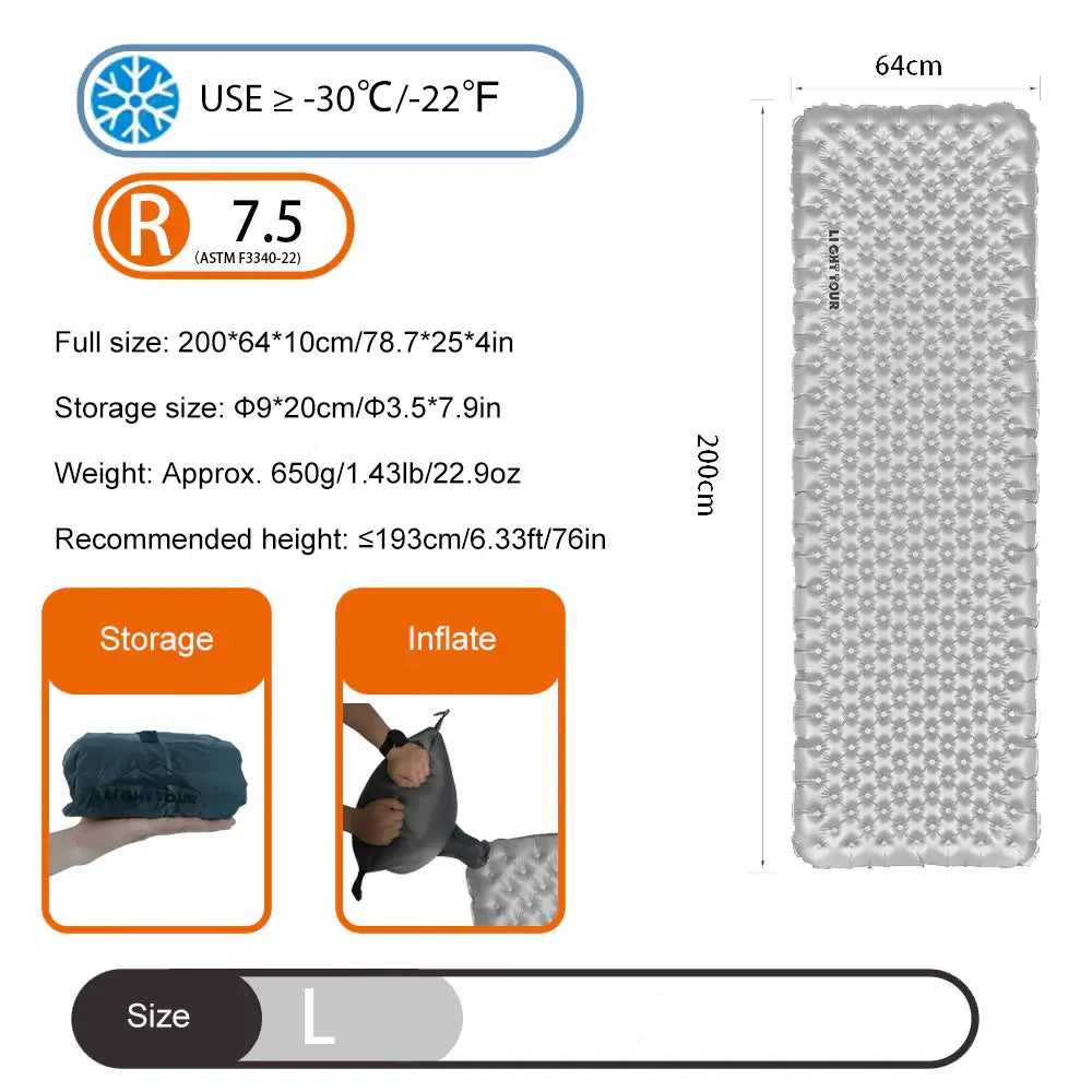 Light Tour R7.5 Ultralight Inflatable Sleeping Pad