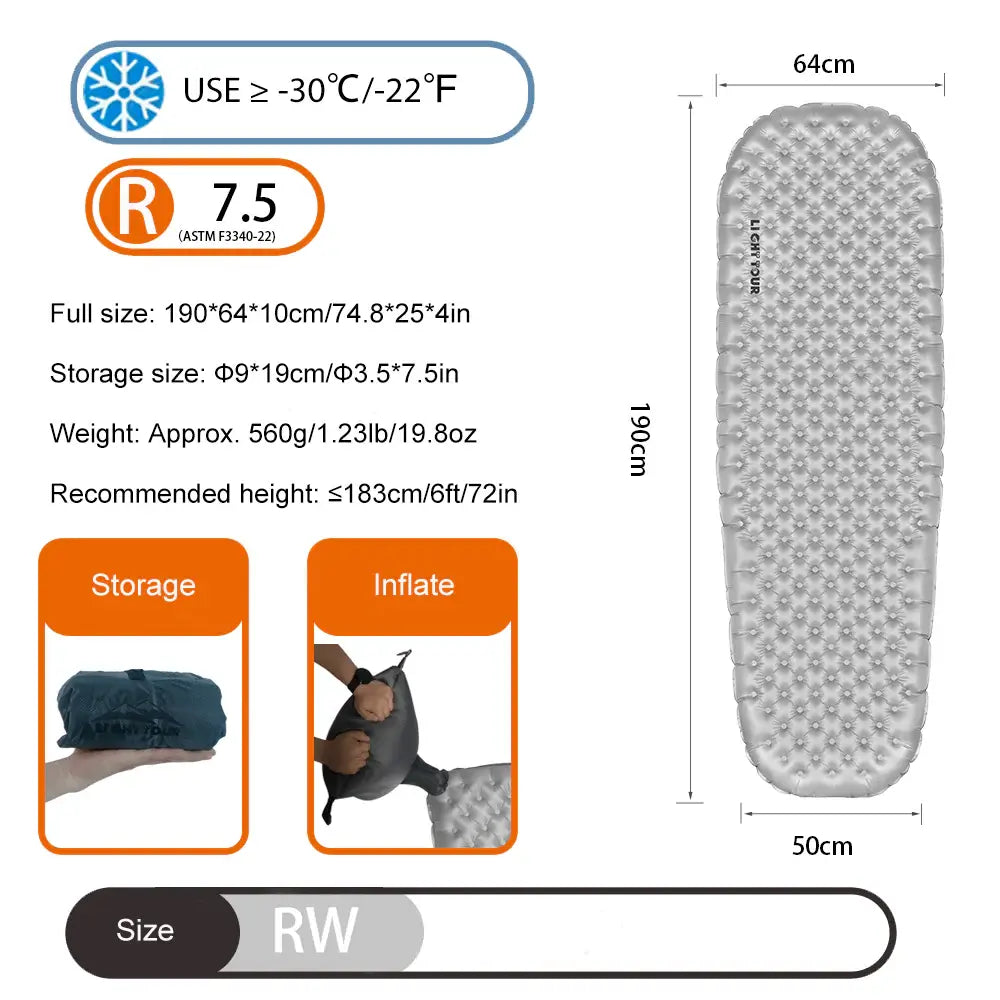 Light Tour R7.5 Ultralight Inflatable Sleeping Pad