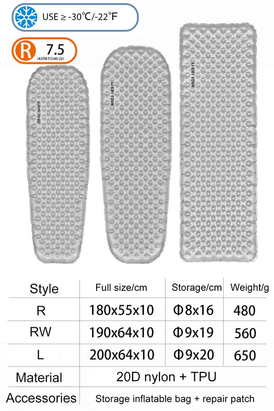 Light Tour R7.5 Ultralight Inflatable Sleeping Pad