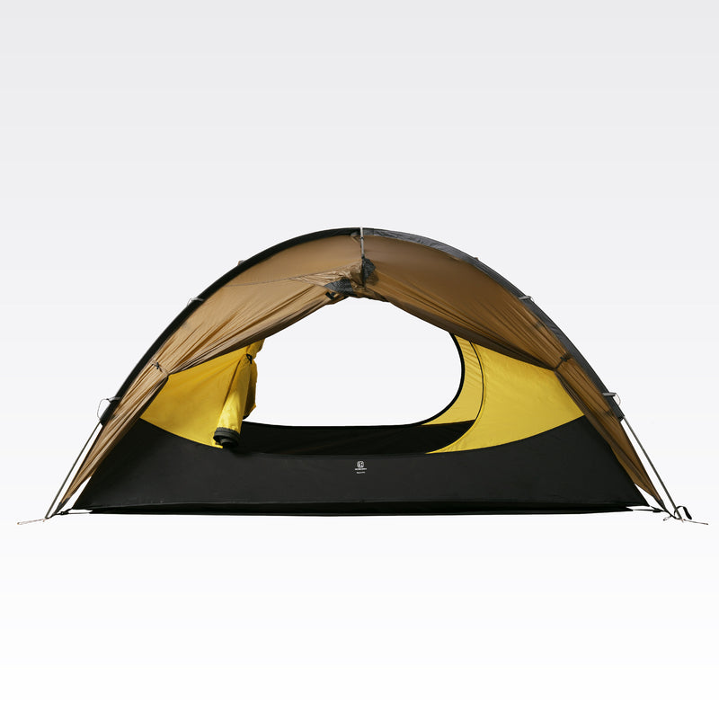 Brown TFS Stars 2 Pro with both entrances open, showing the yellow inner walls and black bathtub floor.