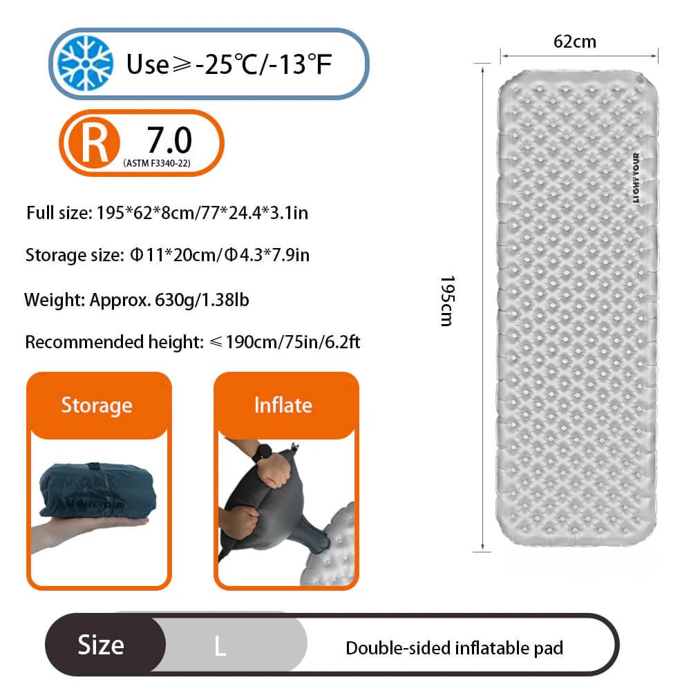 Light Tour R7 Dual Air Chamber Sleeping Pad - 我的商店