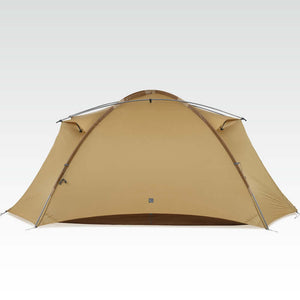 TFS Stars 4 tent in Desert Yellow, door unzipped showing the mesh inner and interior floor.