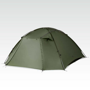 TFS Stars 4 dome tent in Holy Green (olive), three-quarter angle with the fly zipped.